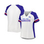Women's White New York Rangers Plus Size Notch Neck Raglan T-shirt