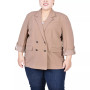 Plus Size Long Sleeve Double Breasted Crepe Blazer