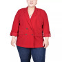 Plus Size Long Sleeve Double Breasted Crepe Blazer
