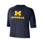 Women's Navy Michigan Wolverines Crop Performance T-shirt