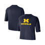 Women's Navy Michigan Wolverines Crop Performance T-shirt