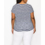 Plus Size Slub Stripe Chevron Tie Front Short Sleeve Top