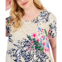 Plus Size Mixed-Print Short-Sleeve Top, Created for Macy's