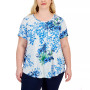 Plus Size Mixed-Print Short-Sleeve Top, Created for Macy's