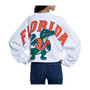 Women's White Florida Gators Raw Hem Cropped Long Sleeve T-shirt