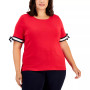 Plus Size Cotton Tie-Sleeve Tee