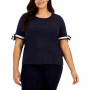 Plus Size Cotton Tie-Sleeve Tee