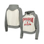 Women's Cream and Heather Gray Indiana Hoosiers Cody Tri-Bend Raglan Pullover Hoodie