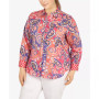 Plus Size Wrinkle Resistant Printed Button Down
