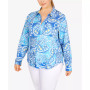 Plus Size Wrinkle Resistant Printed Button Down