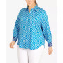 Plus Size Wrinkle Resistant Printed Button Down
