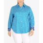 Plus Size Wrinkle Resistant Printed Button Down