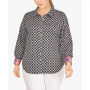 Plus Size Wrinkle Resistant Printed Button Down
