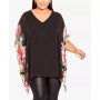 Plus Size Bella Border Overlay V-neck Top