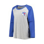 Women's Branded Mika Zibanejad Heather Gray, Heather Blue New York Rangers Plus Size Name and Number Raglan Long Sleeve T-shirt