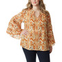 Plus Size Mariyah Printed Bell-Sleeve Tie-Neck Top
