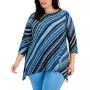 Plus Size Diagonal Chain Jacquard Top, Created for Macy's