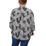 Plus Size 3/4 Sleeve Overlapped Bell Sleeve Y-Neck Top