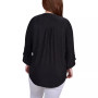 Plus Size 3/4 Sleeve Overlapped Bell Sleeve Y-Neck Top