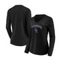 Women's Black Colorado Rockies Core Team Lockup Long Sleeve V-Neck T-shirt