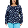 Plus Size Floral-Print Long-Sleeve Top, Created for Macy's