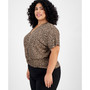 Plus Size Cheetah-Print Knot-Front Top, Created for Macy's