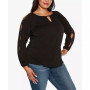 Black Label Plus Size Cutout Sleeve Top