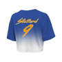 Women's Threads Matthew Stafford Royal, White Los Angeles Rams Super Bowl LVI Champions Name Number Dip Dye Crop Top