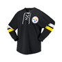 Women's Branded Black Pittsburgh Steelers Spirit Jersey Lace-Up V-Neck Long Sleeve T-shirt