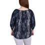 Plus Size 3/4 Push Tab Round Neck Henley Top