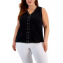 Plus Size V-Neck Stud-Trim Top, Created for Macy's
