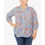 Plus Size Silky Gauze Printed Button Front Top