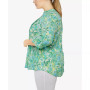 Plus Size Silky Gauze Printed Button Front Top