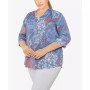 Plus Size Silky Gauze Printed Button Front Top