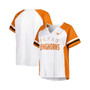 Women's White Texas Longhorns Plus Size Stripe Raglan Notch Neck T-shirt