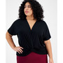 Plus Size Knot-Front V-Neck Top, Created for Macy's