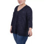 Plus Size 3/4 Sleeve 3-Ring Top