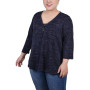 Plus Size 3/4 Sleeve 3-Ring Top