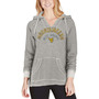 Women's Cream West Virginia Mountaineers Striped French Terry V-Neck Pullover Hoodie