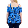 Plus Size Strokes Square-Neck Cold-Shoulder Top, Created for Macy's