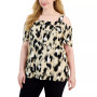 Plus Size Strokes Square-Neck Cold-Shoulder Top, Created for Macy's