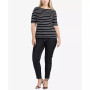 Plus Size Striped Cotton Boatneck T-Shirt