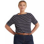 Plus Size Striped Cotton Boatneck T-Shirt