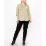 Plus Size 1 Button Henley Rolled Tab 3/4 Sleeve Top