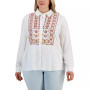 Plus Size Embroidered Long-Sleeve Shirt, Created for Macy's