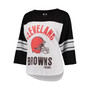 Women's White, Black Cleveland Browns First Team Three-Quarter Sleeve Mesh T-shirt