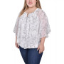 Plus Size Chiffon Poncho Top with Ring