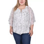 Plus Size Chiffon Poncho Top with Ring