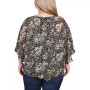 Plus Size Chiffon Poncho Top with Ring