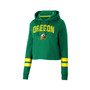 Women's Green Oregon Ducks Throwback Stripe Cropped Pullover Hoodie